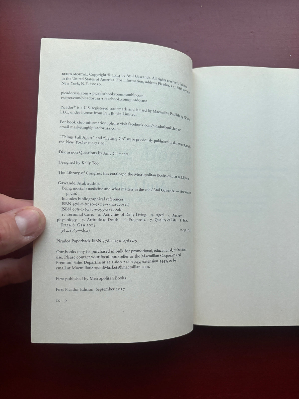 Being Mortal by Atul Gawande (2014, Trade Paperback)