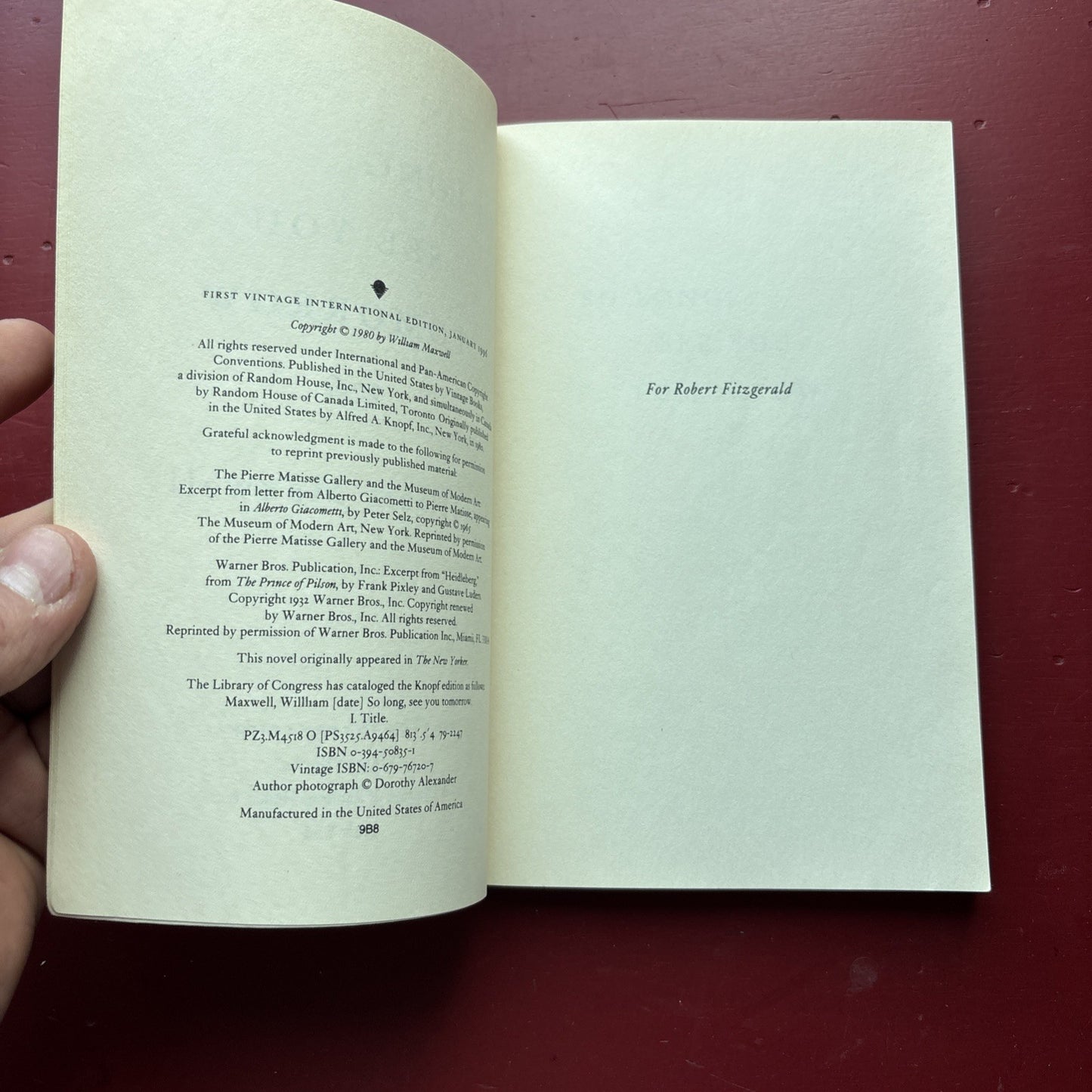 So Long, See You Tomorrow : National Book Award Winner by William Maxwell (1996,