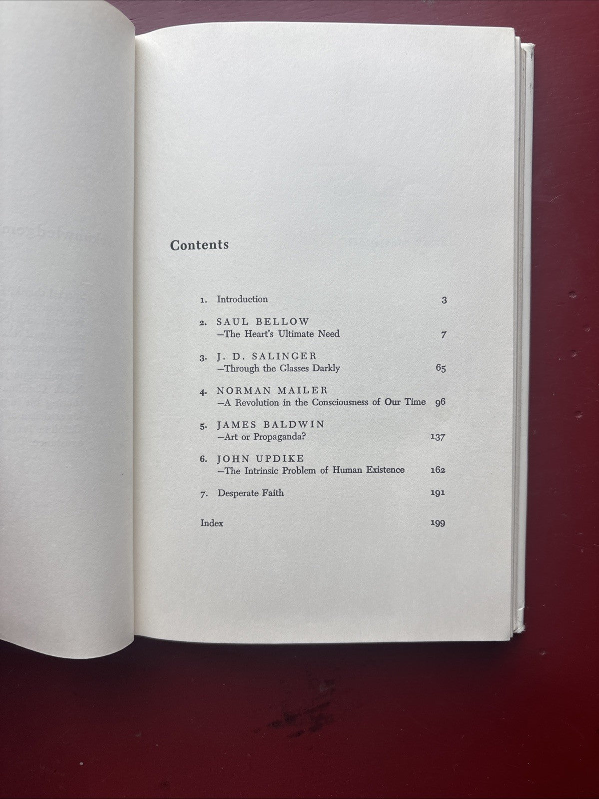 Desperate Faith Study of Bellow Salinger Mailer Baldwin and Updike Chapel 1st Ed