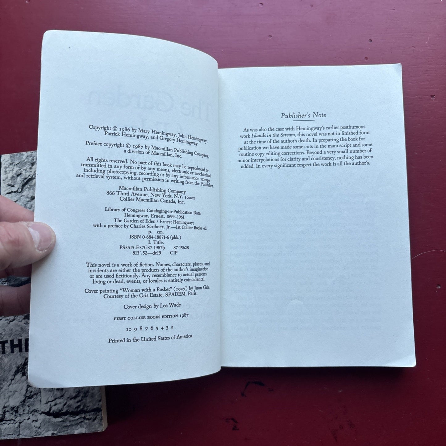 Vintage paperback book: Ernest Hemingway The Garden of Eden Collier Books 1987