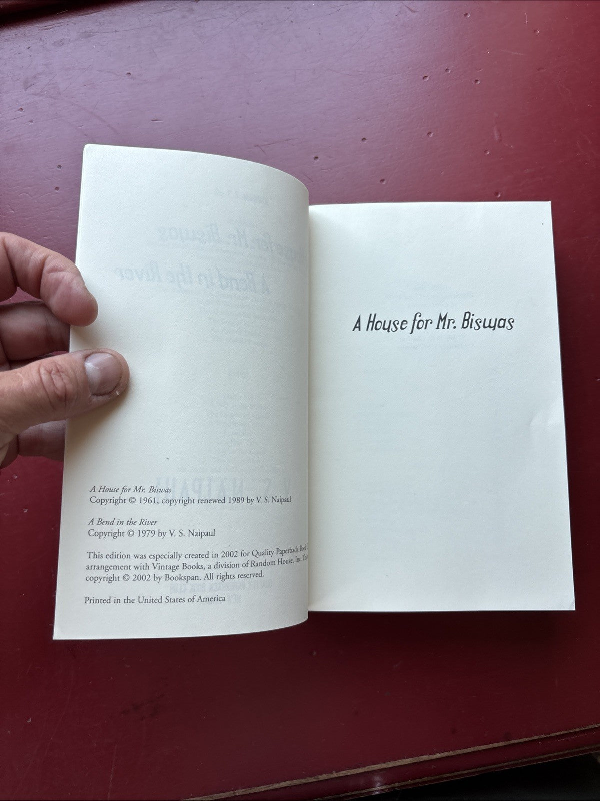 House for Mr. Biswas, A Bend in the River by V.S. Naipaul SC 2002