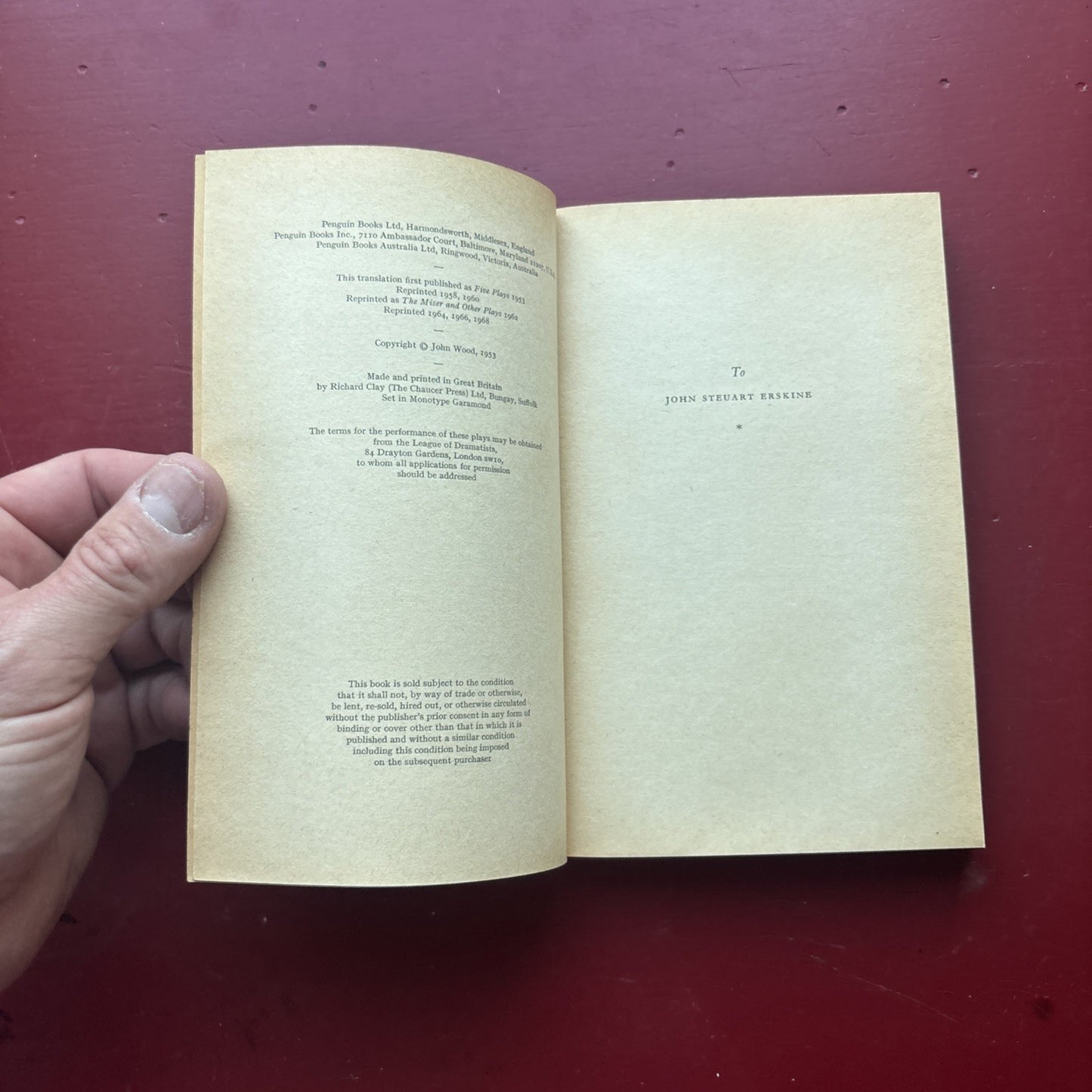 THE MISER AND OTHER PLAYS By Moliere & John Wood