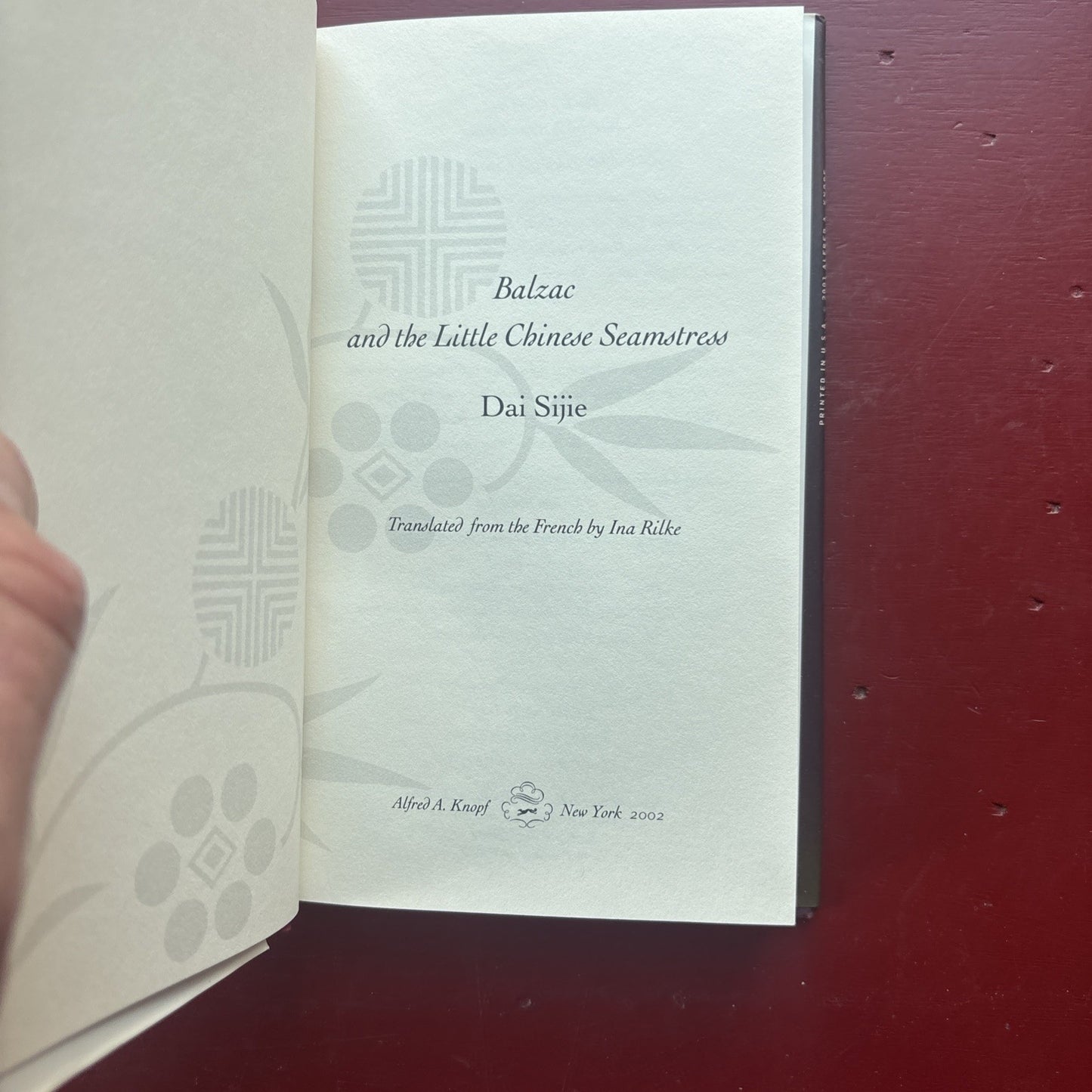 Balzac and the Little Chinese Seamstress by Sijie Dai (2001, Hardcover)
