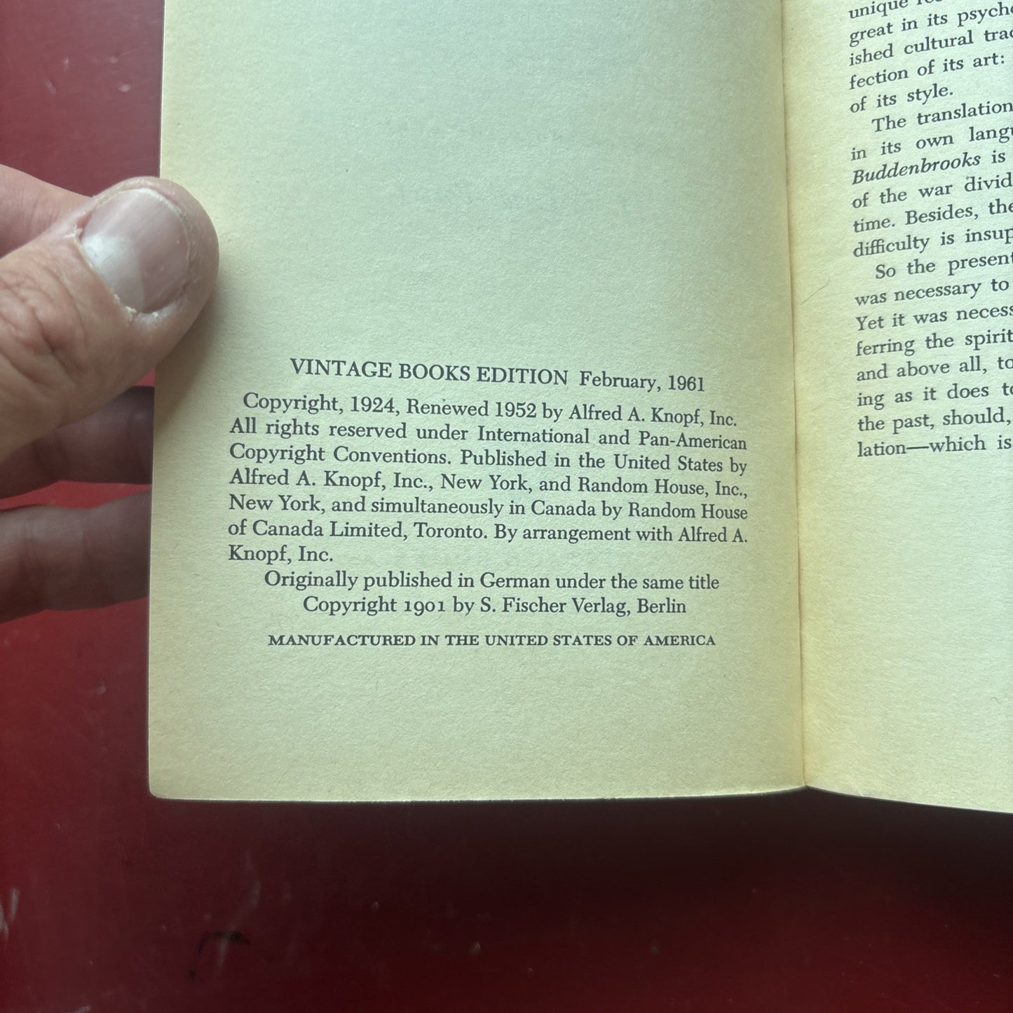 Buddenbrooks by Thomas Mann, paperback, 1961 English Translation