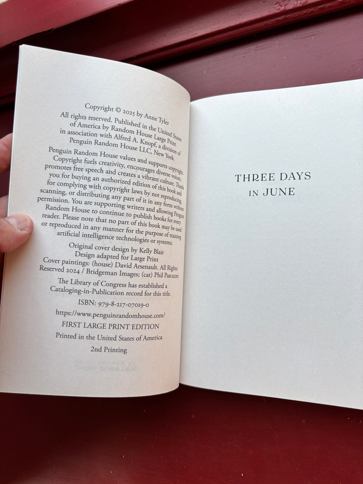 Three Days in June by Anne Tyler (2025, Trade Paperback)