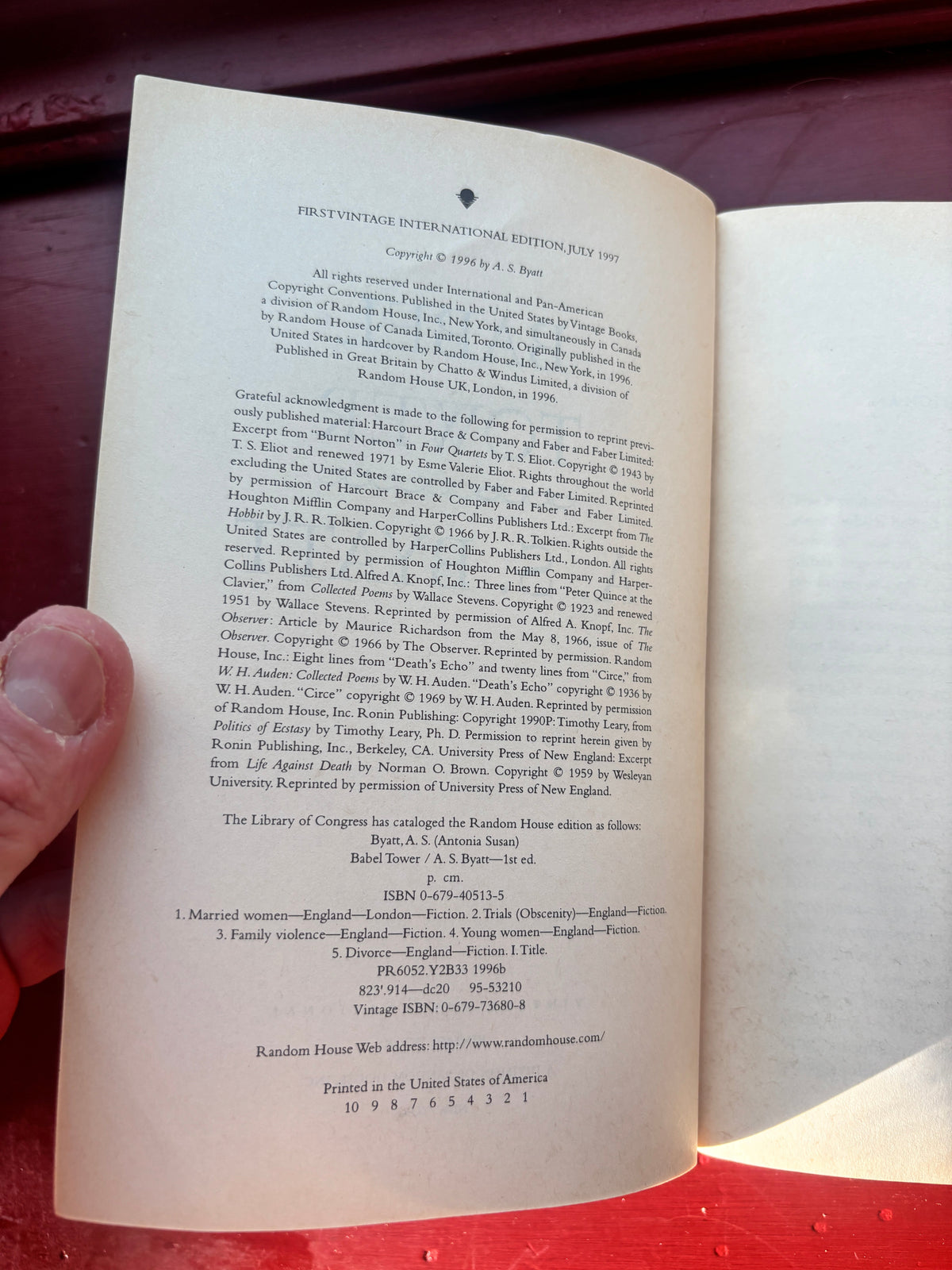 Babel Tower by A.S. Byatt (1996, Trade Paperback)