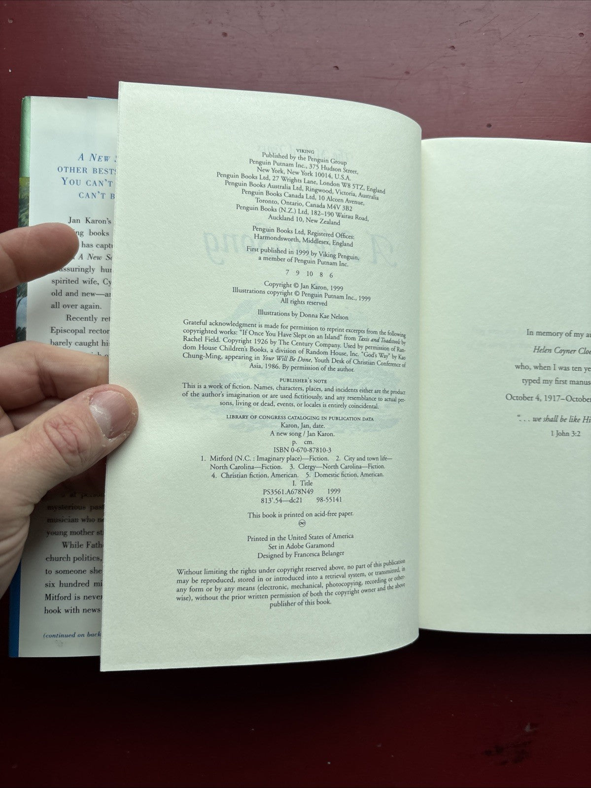New Song by Jan Karon (1999, Hardcover)