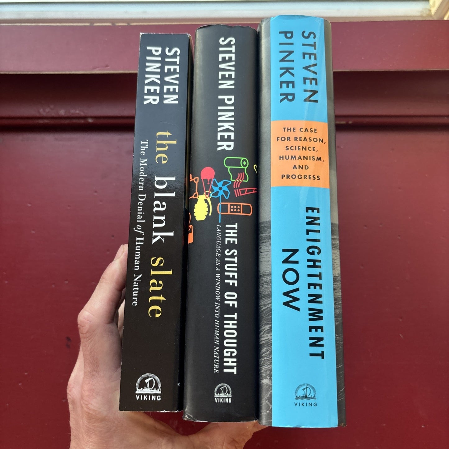 3 Steven Pinker Books Stuff Of Thought Enlightenment Now Blank Slate