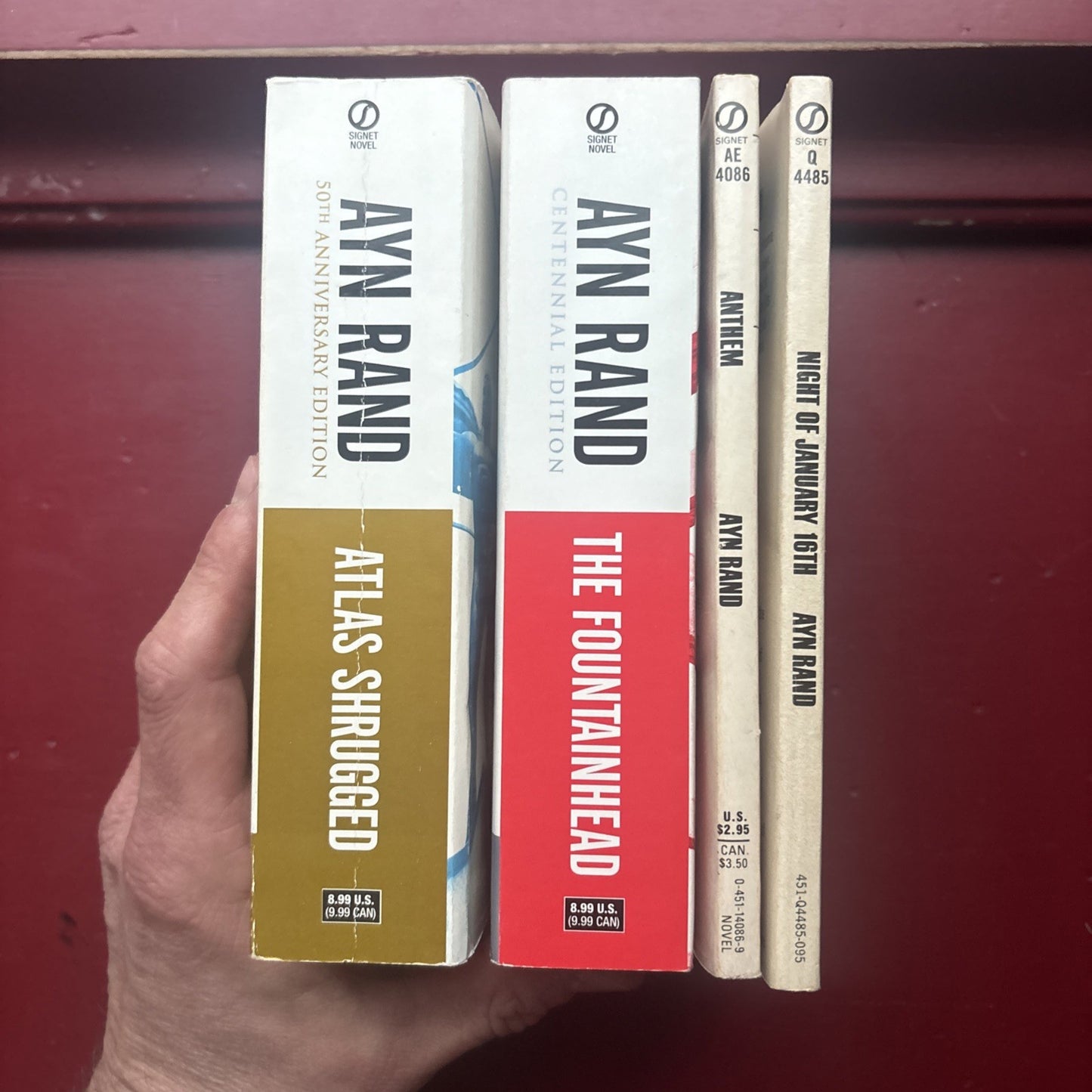 4 by Ayn Rand : Anthem Fountainhead Atlas Shrugged Night of Jan 16th (Mass Market)