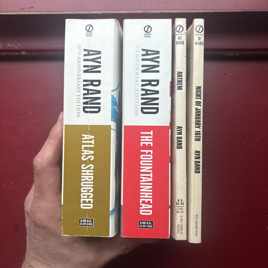 4 by Ayn Rand : Anthem Fountainhead Atlas Shrugged Night of Jan 16th (Mass Market)