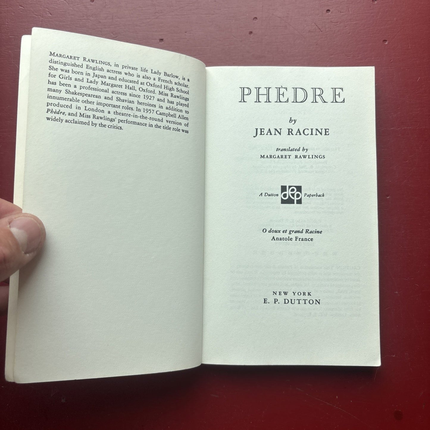 Phedre by Racine, Jean Baptiste Vintage Paperback 1962