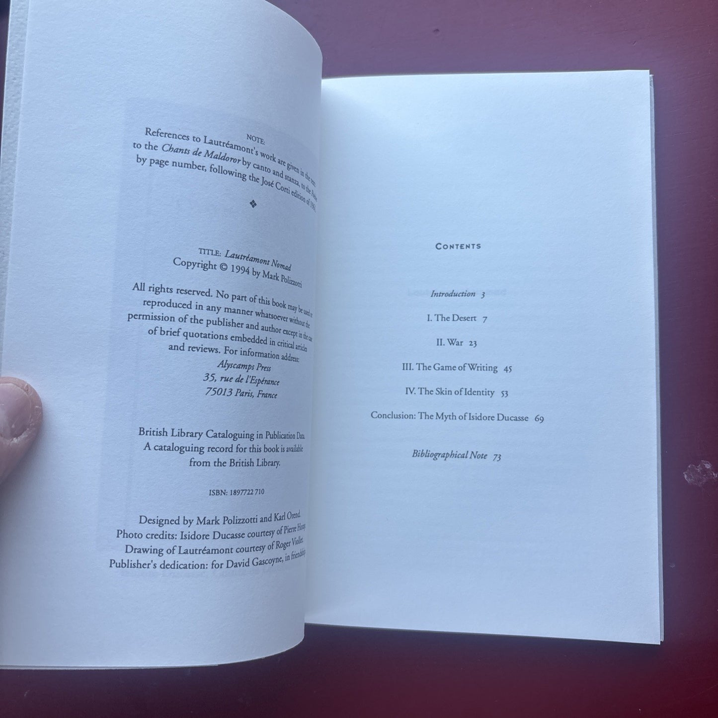 Lautreamont Nomad By Polizzotti ALYSCAMPS PRESS limited Run