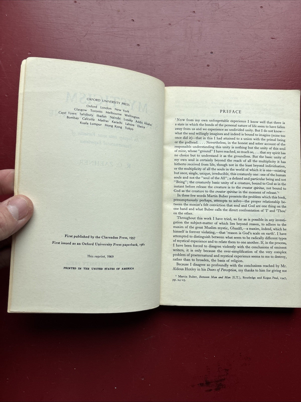 1961 Edition- Mysticism Sacred & Profane By R.C. Zaehner- Paperback Book