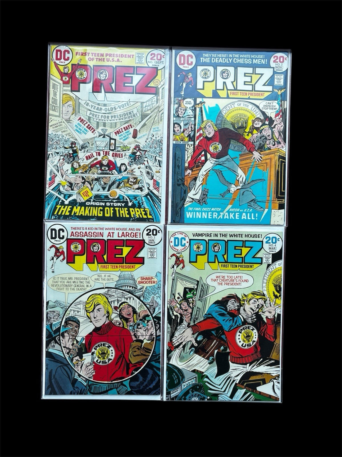 PREZ 1 2 3 4 DC 1973 Complete SET FIRST TEEN PRESIDENT  VG+ Rare
