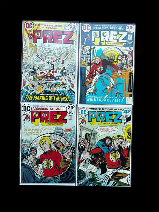 PREZ 1 2 3 4 DC 1973 Complete SET FIRST TEEN PRESIDENT  VG+ Rare