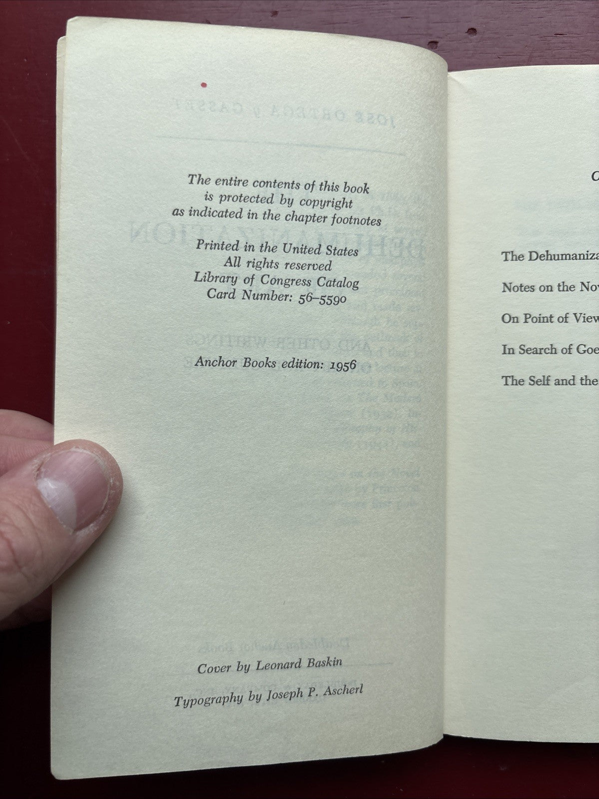 The Dehumanization of Art : on Art and Culture (reduced Annotated - Rare)