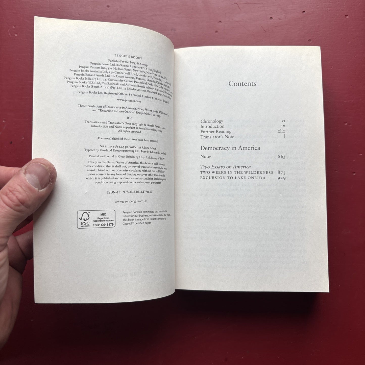 Democracy in America and Two Essays on America by Alexis de Tocqueville...