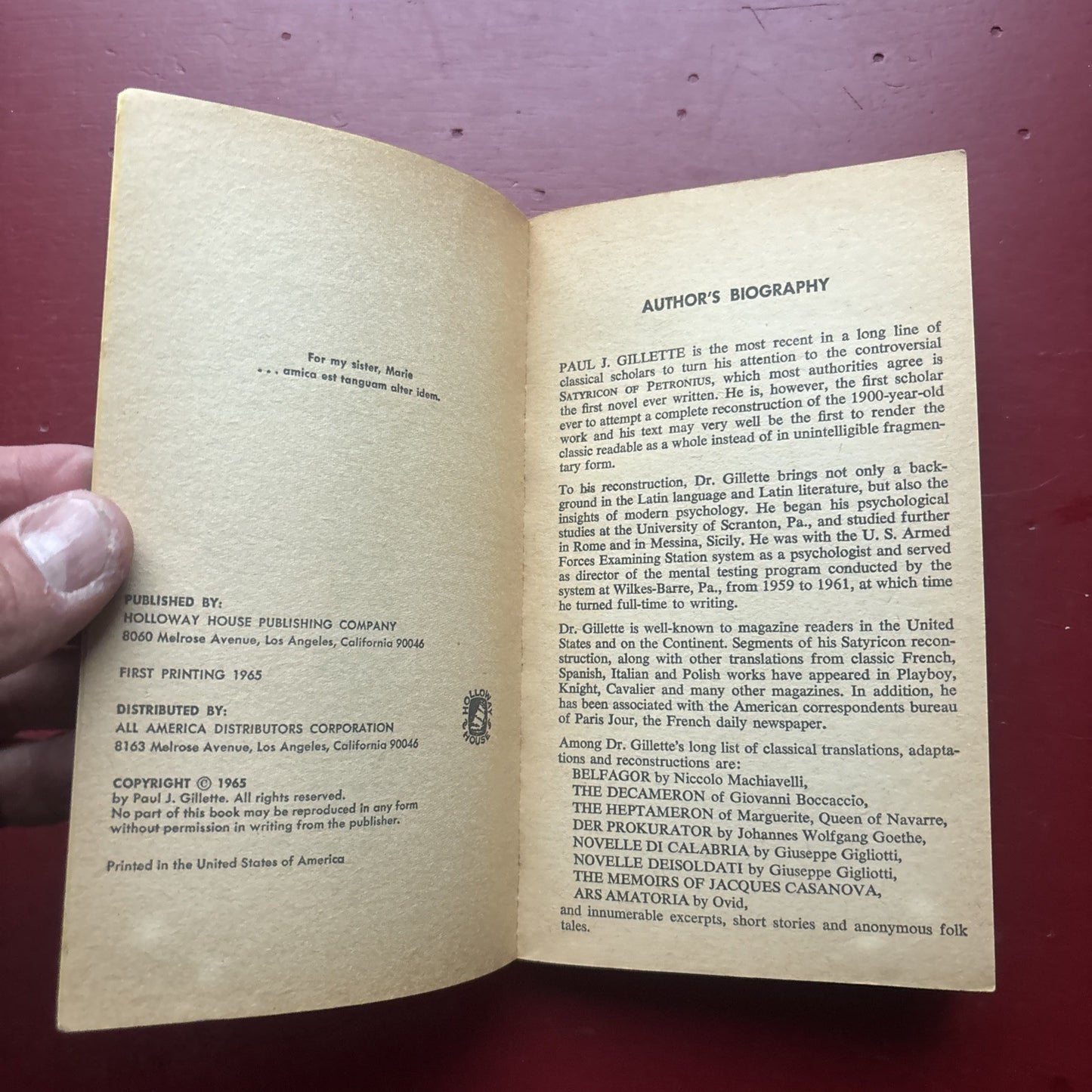 Satyricon: Memoirs of a Lusty Roman, Paul Gillette, Vintage 1965 Paperback