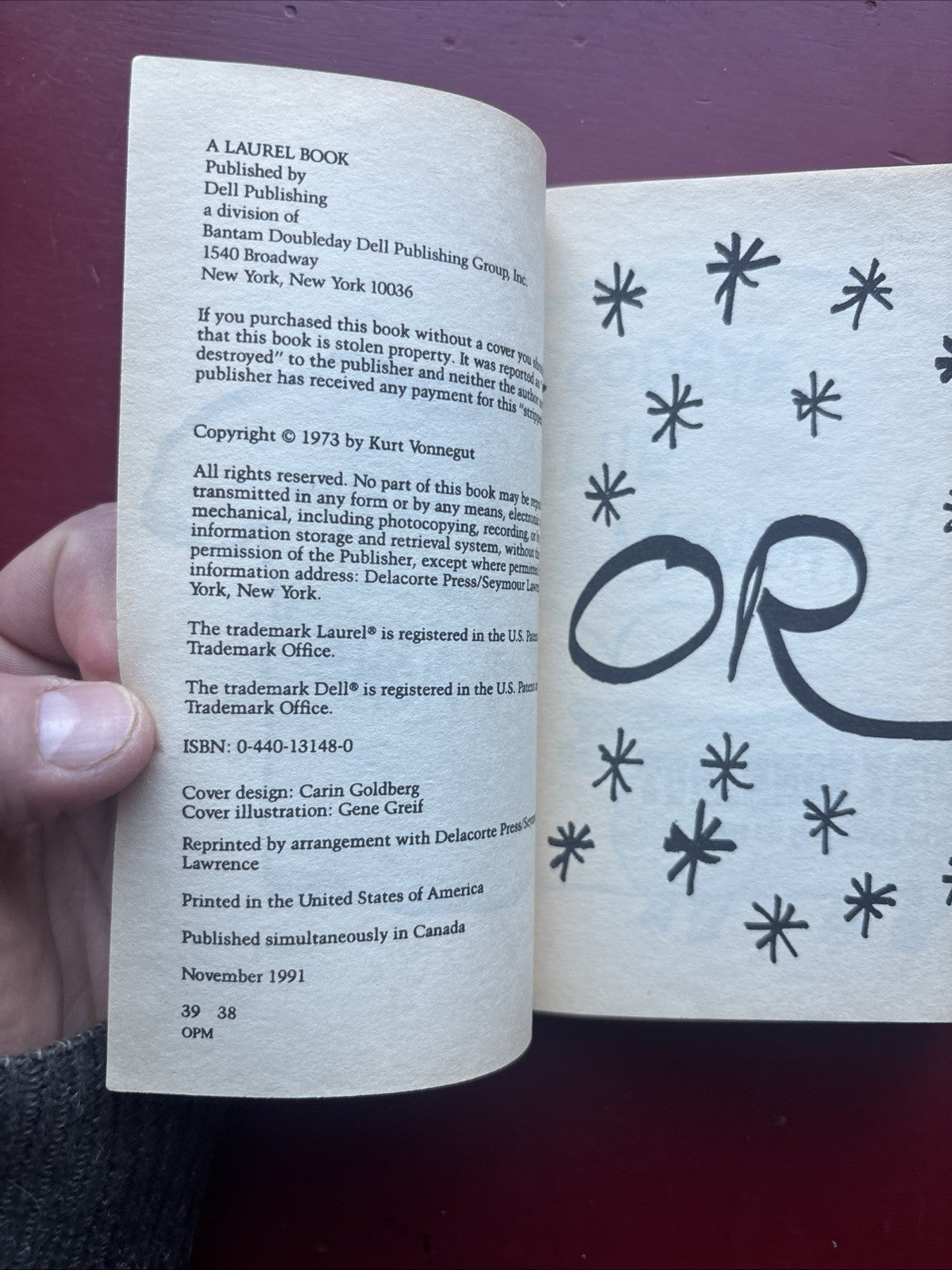 Kurt Vonnegut Breakfast Of Champions Paperback Book Cover Writing