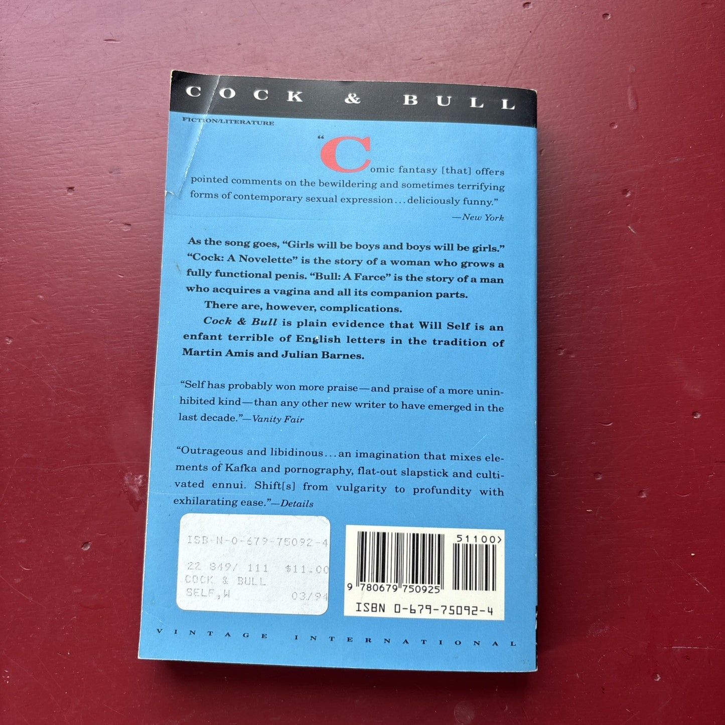 Cock and Bull by Will Self (1994, Trade Paperback)