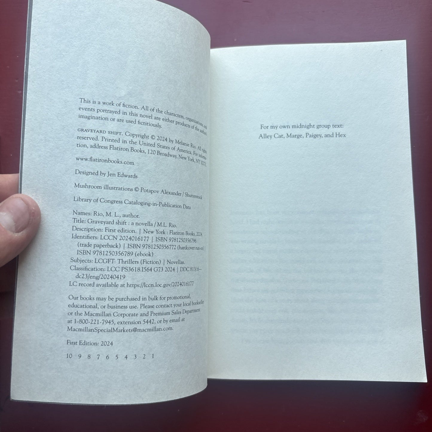 Graveyard Shift M. L. Rio Novella Paperback 2024 First Edition
