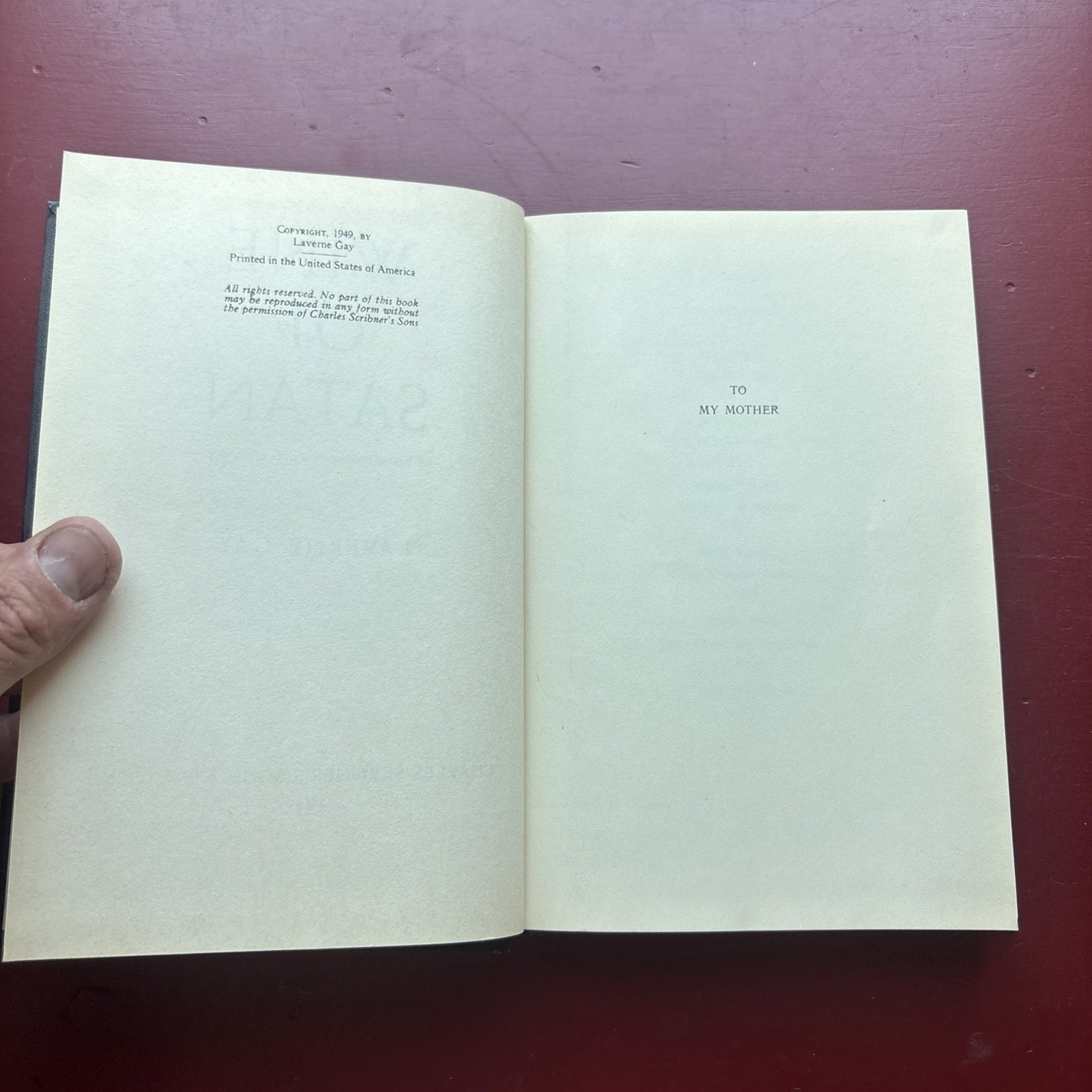 The Wine Of Satan - Laverne Gay - Scribners  HC 1949