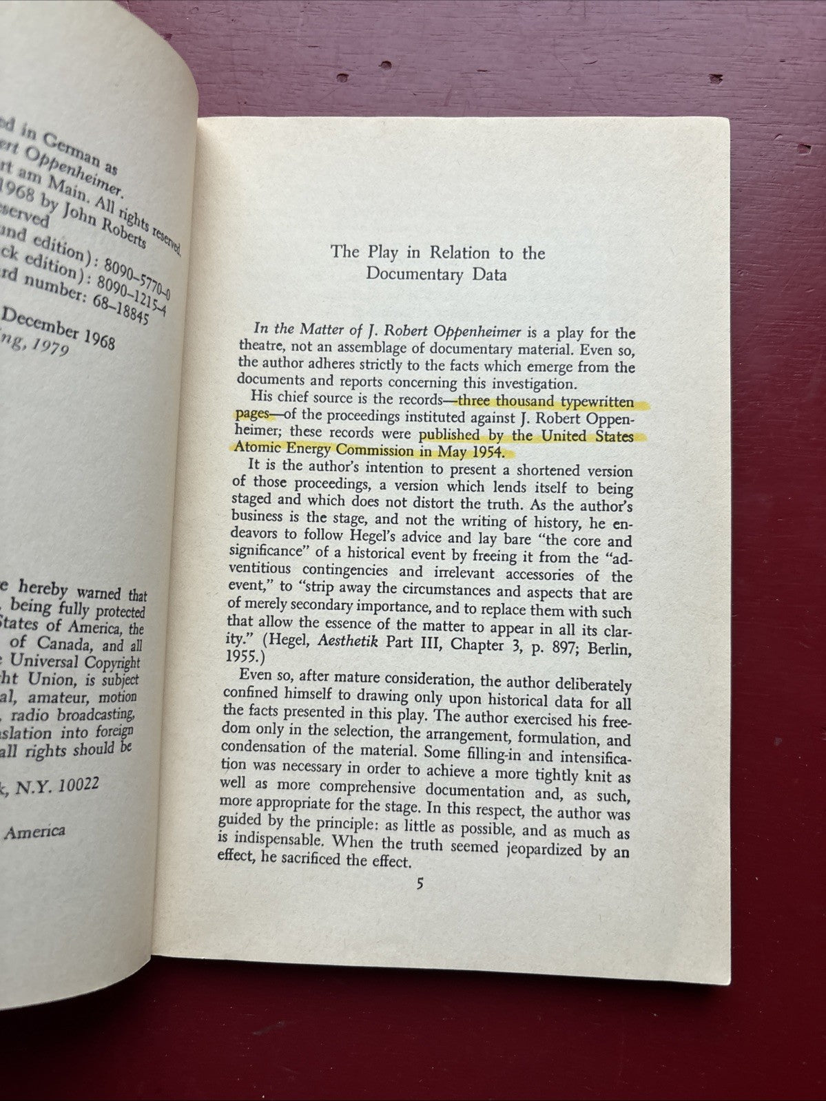 In the Matter of J. Robert Oppenheimer by Heinar Kipphardt (1968, Trade Paperback) (Annotated/Discounted)