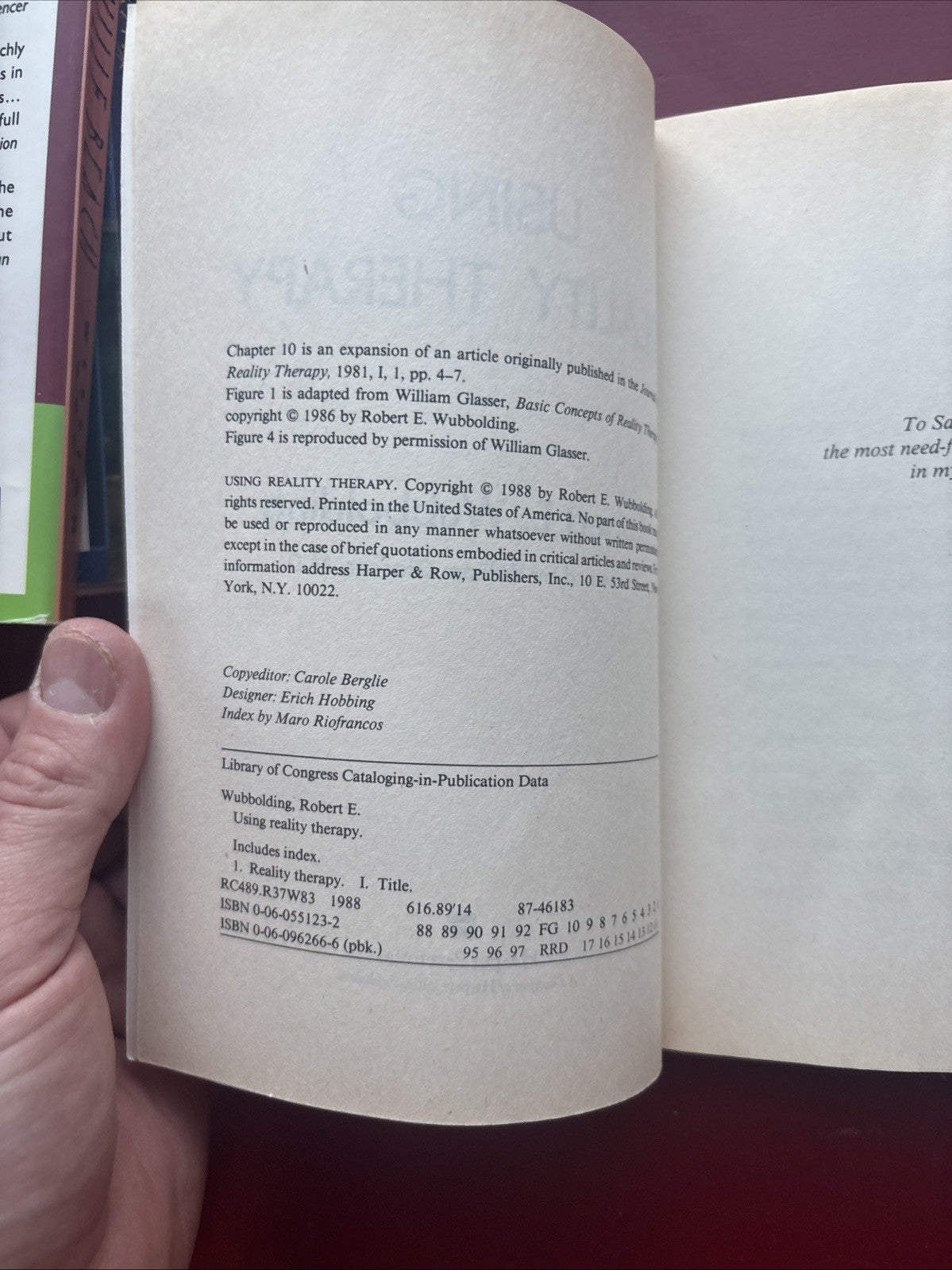 Using Reality Therapy by Robert E. Wubbolding (1988, Trade Paperback)