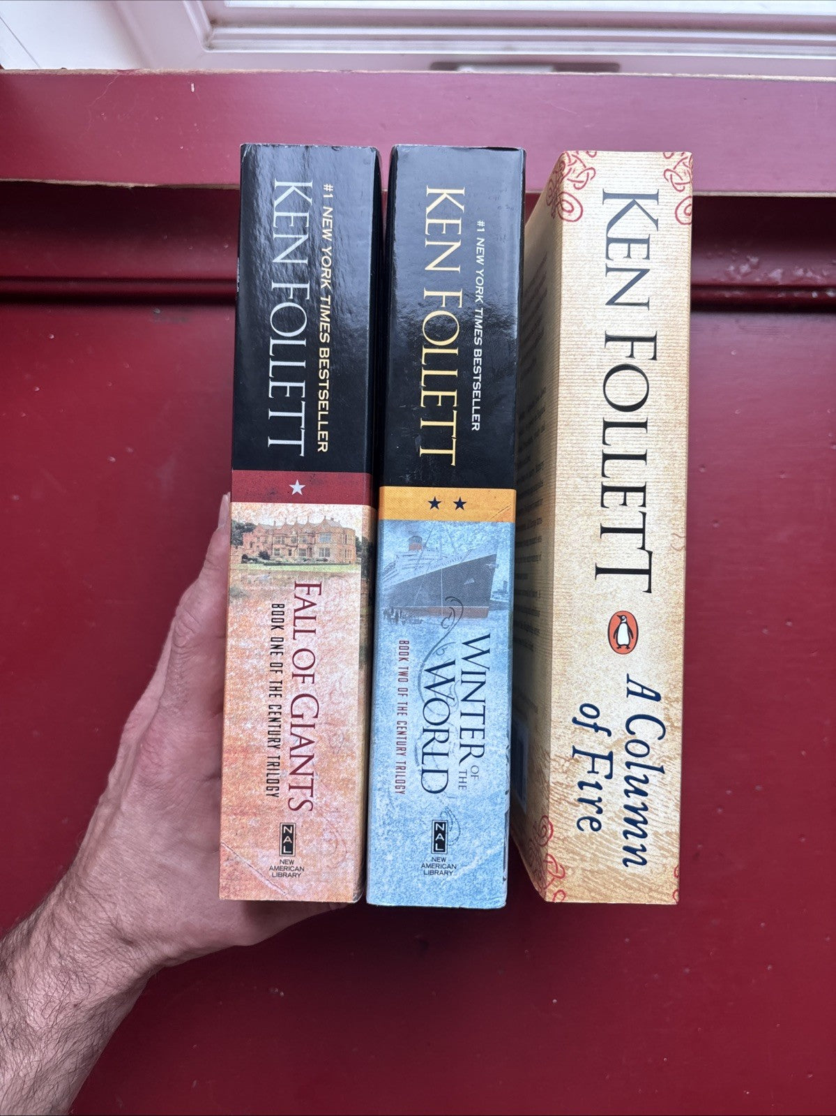 3 by Ken Follett: Fall of Giants, Winter of the World Pillars, Column of Fire