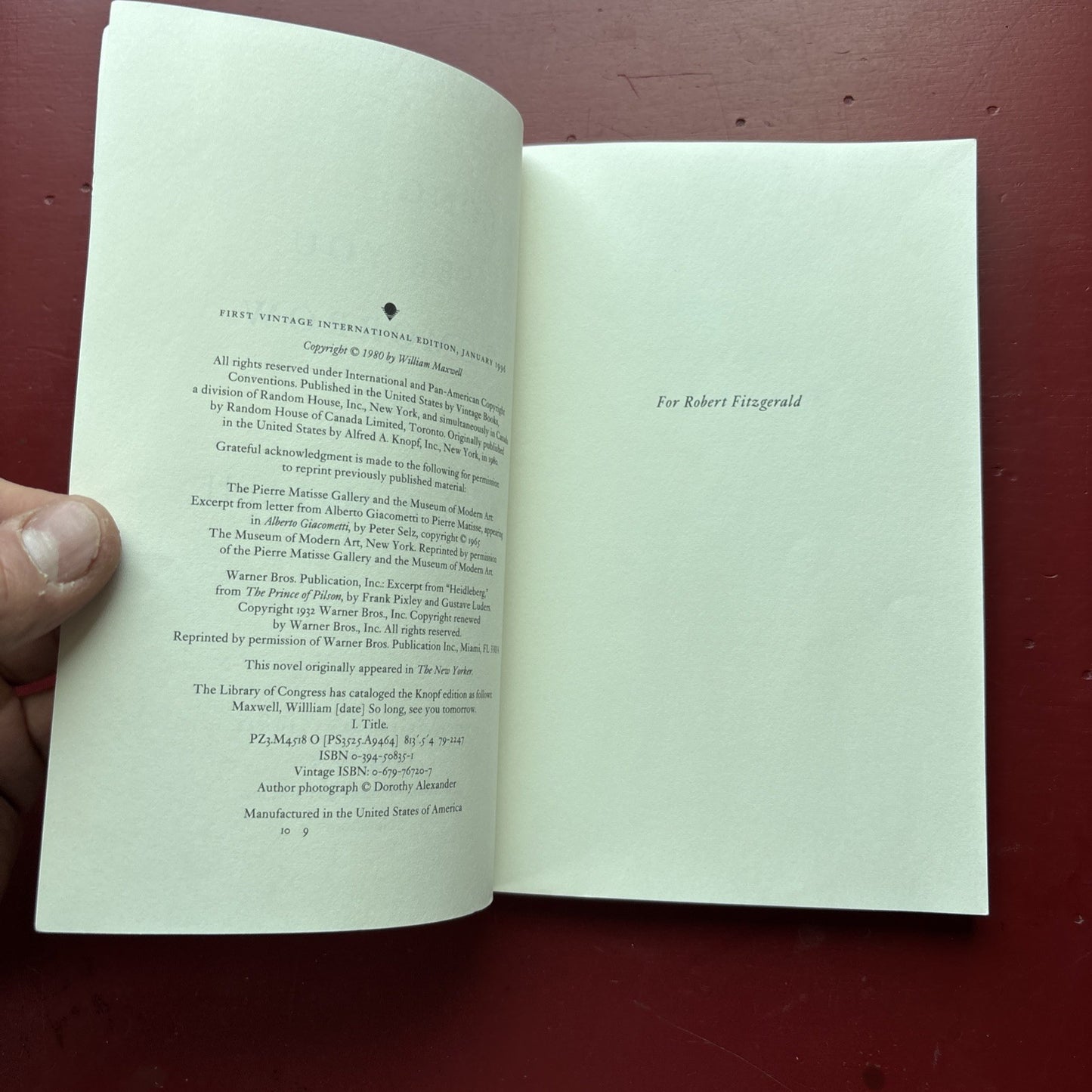 So Long, See You Tomorrow : National Book Award Winner by William Maxwell (1996,