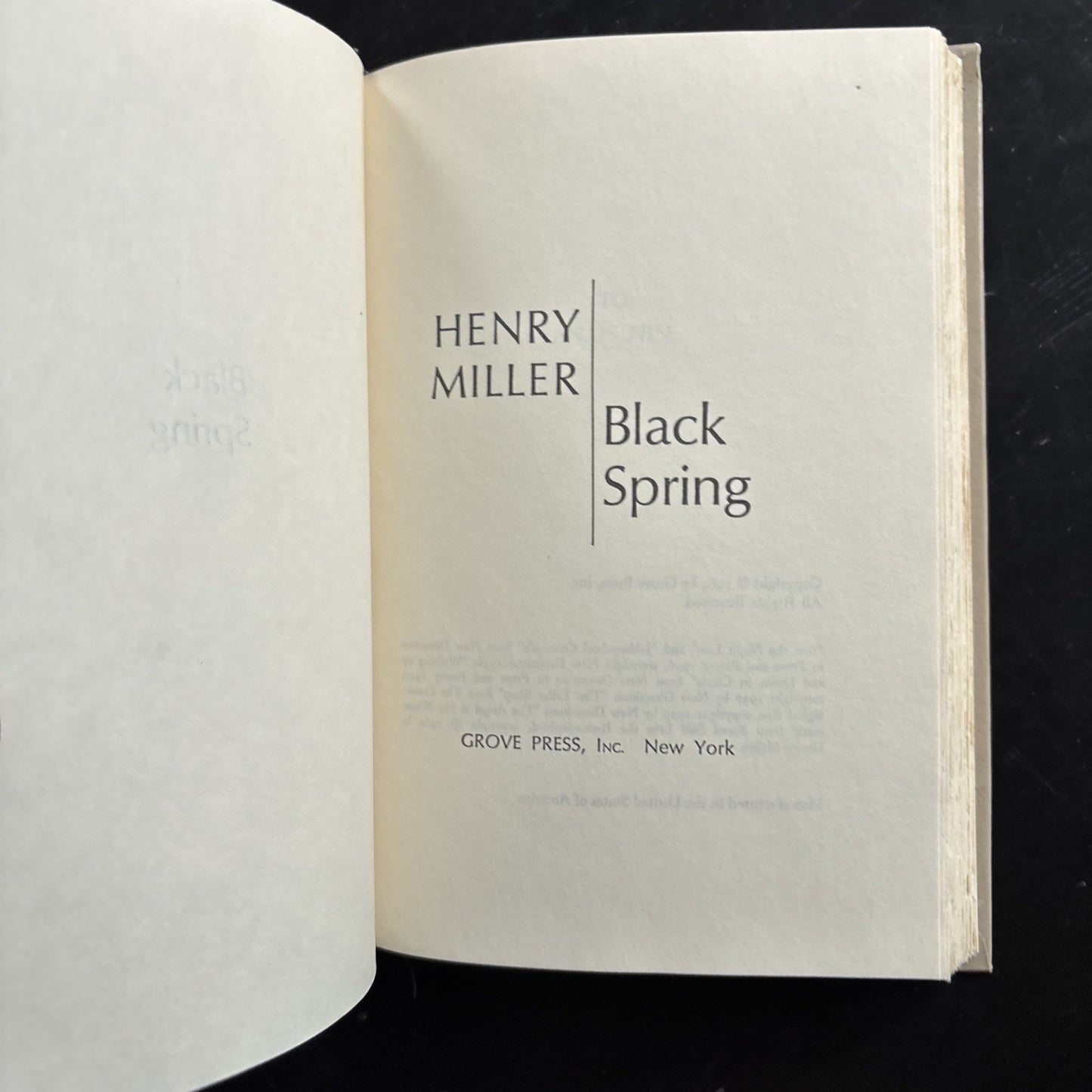 Black Spring by Henry Miller Hardcover Grove Press