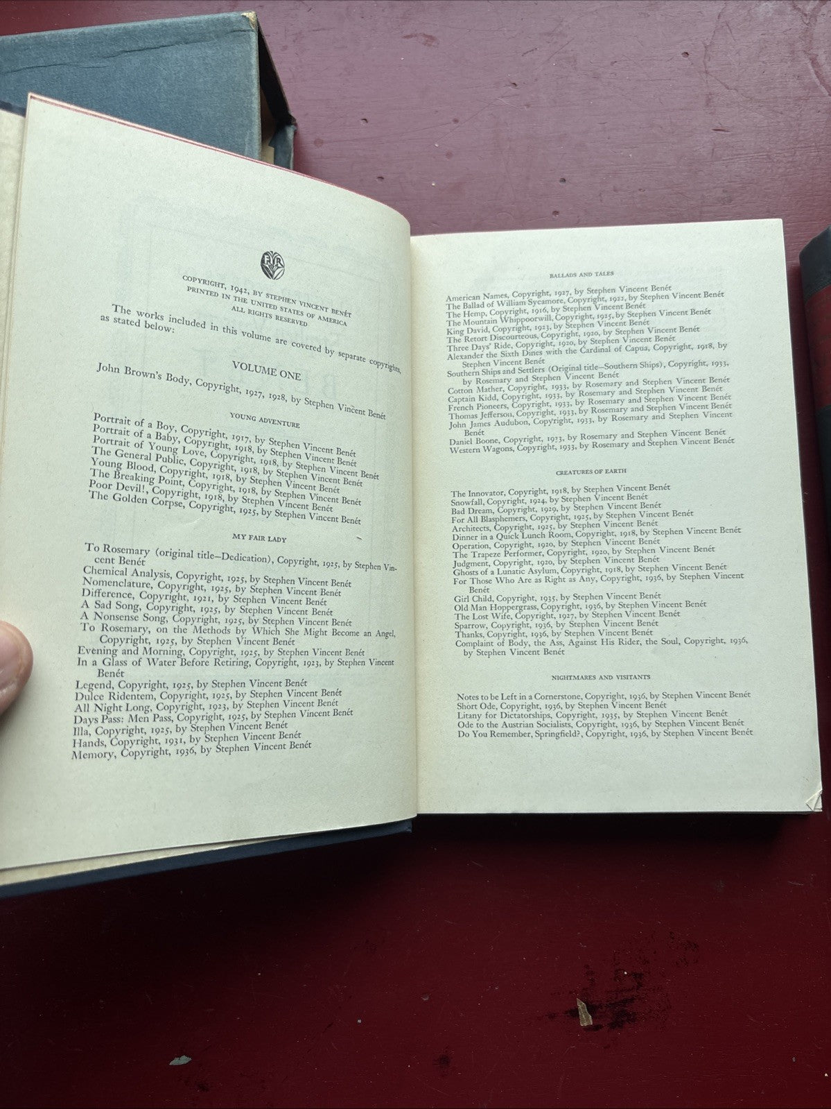 Selected Works of Stephen Vincent Benet: Poetry & Prose (1942, Hardcover)