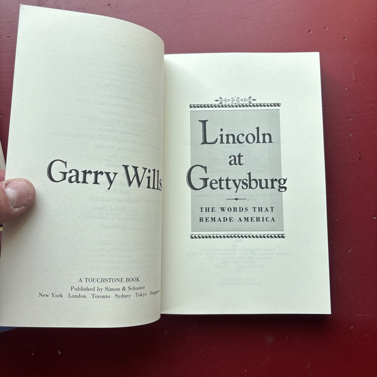 Lincoln at Gettysburg by Garry Wills, inscribed by author