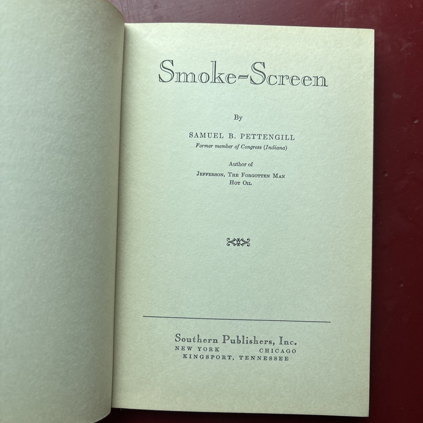 Smoke Screen by Samuel Pettengill (1940, Hardcover)