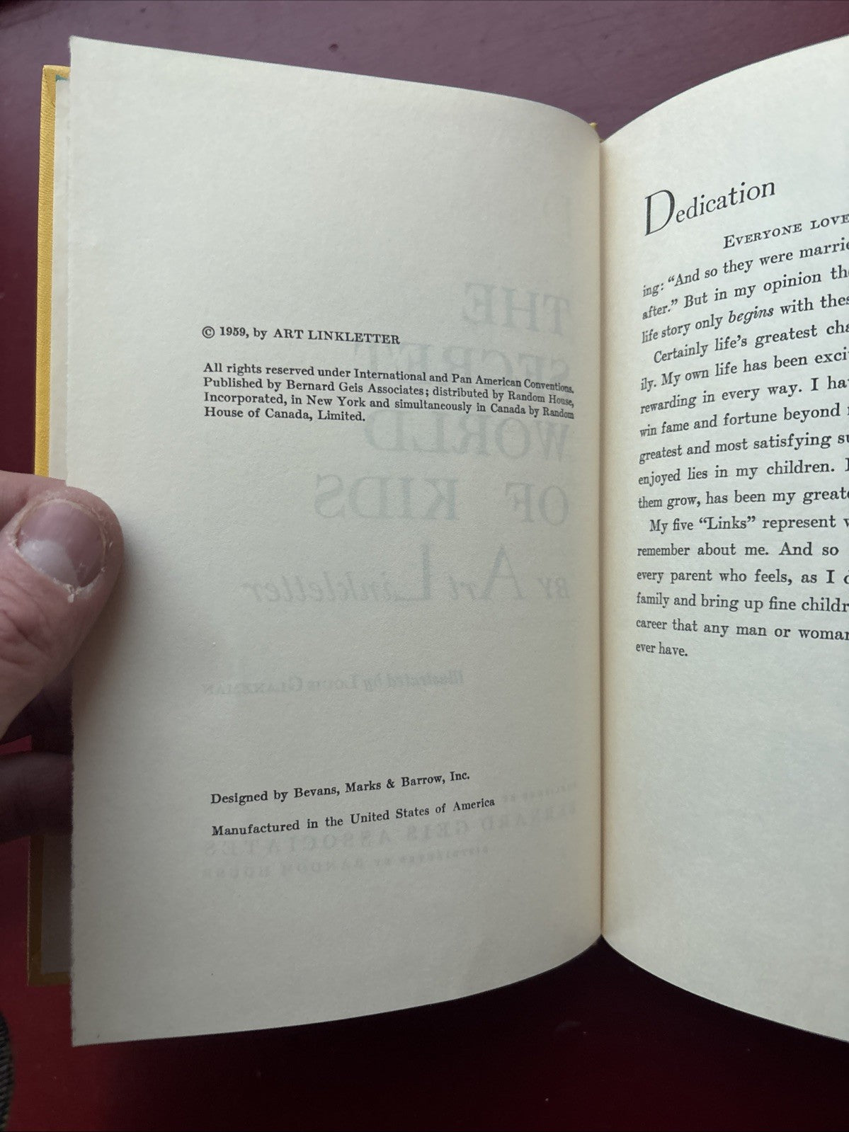 The Secret World of Kids, Hard cover, DJ, 1959, GUC