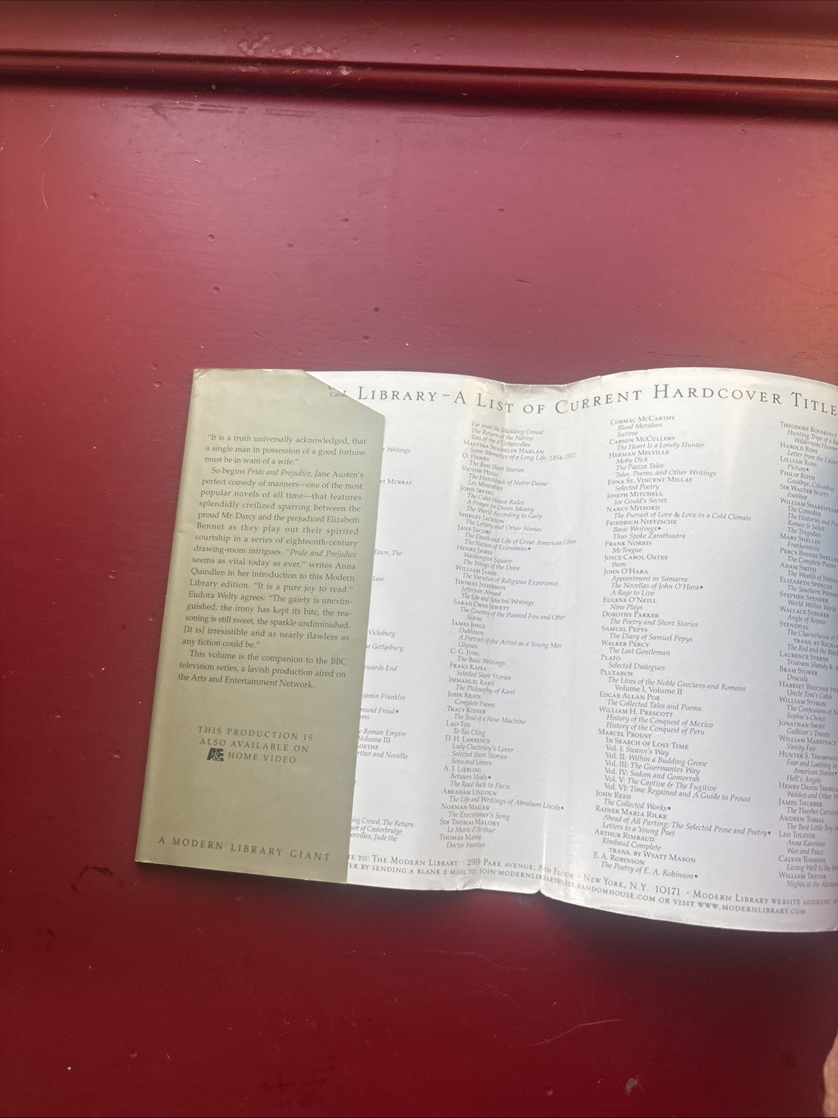 Pride and Prejudice by Jane Austen (1996, Hardcover) (Modern Library Ed.)