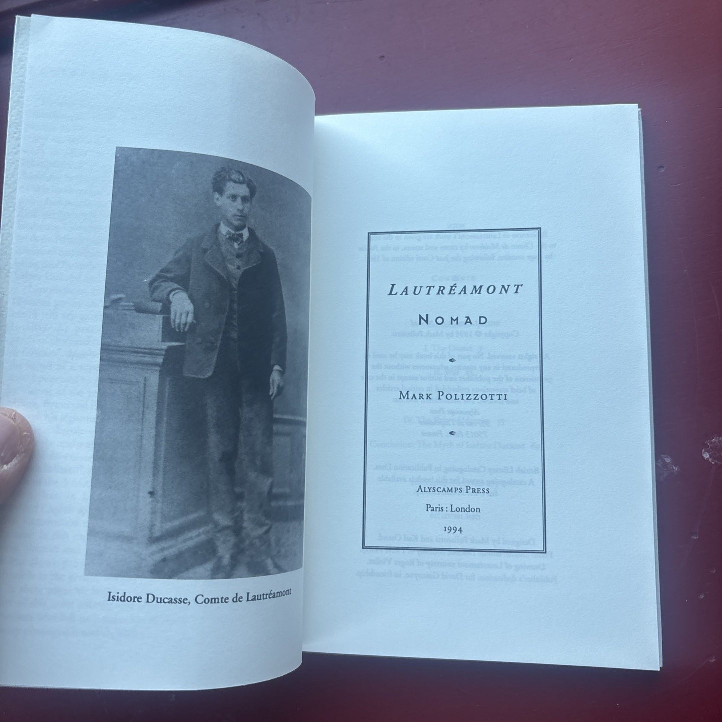 Lautreamont Nomad By Polizzotti ALYSCAMPS PRESS limited Run