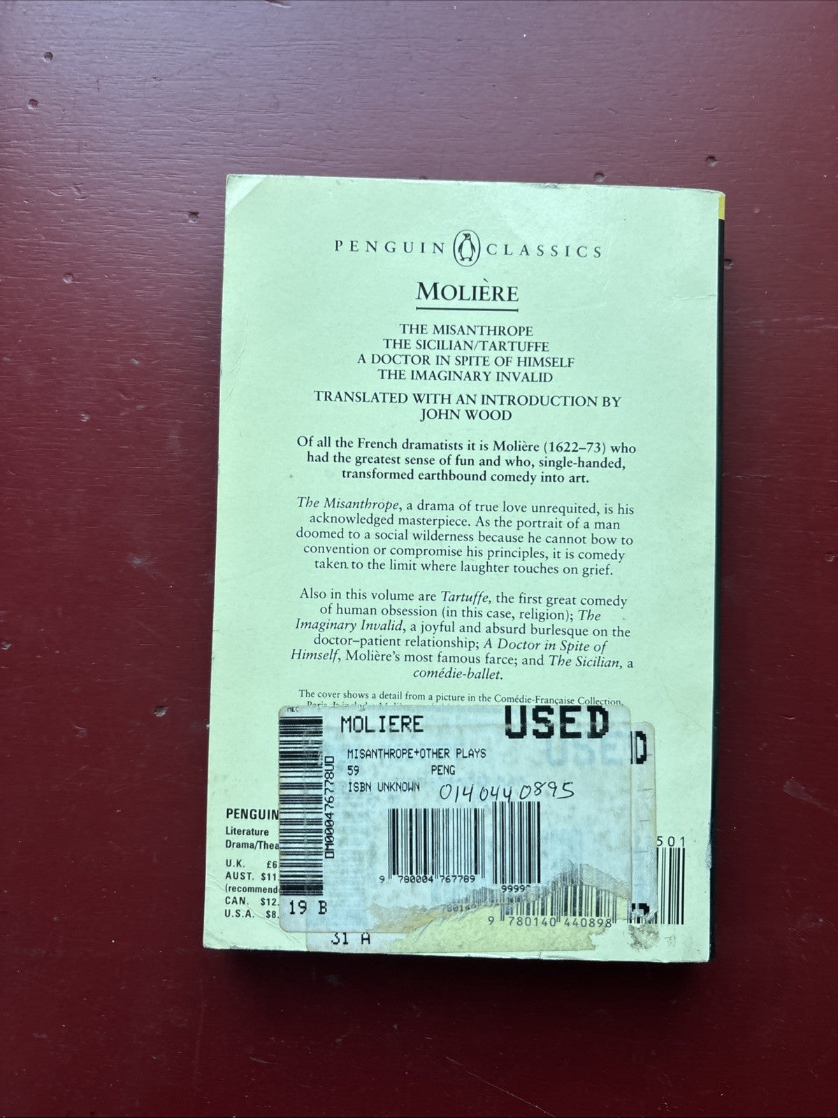 The Misanthrope and Other Plays by Molière (1959,Mass Market)