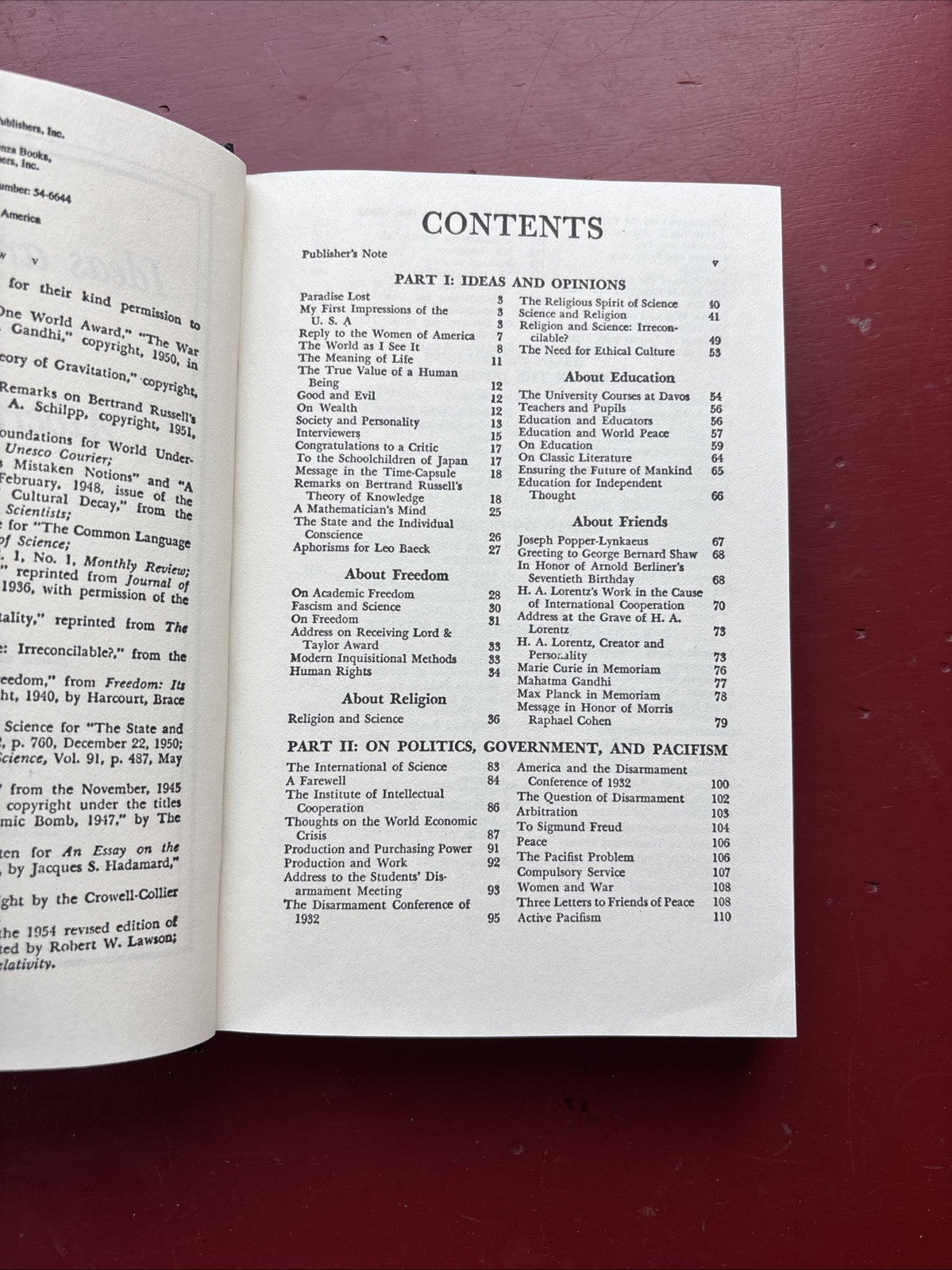 1st Ed 'Ideas and Opinions by Albert Einstein' Edited by Carl Seelig 1954 HC/DJ