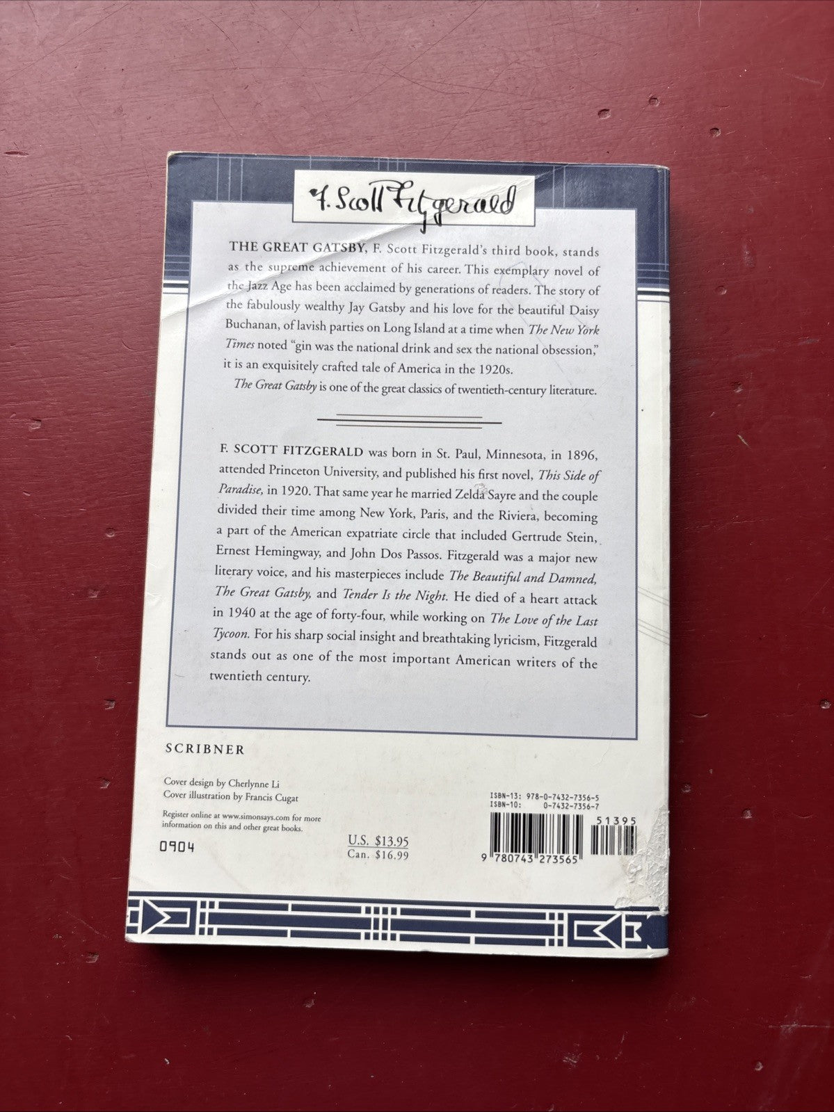The Great Gatsby by F. Scott Fitzgerald - 2004 Scribner paperback