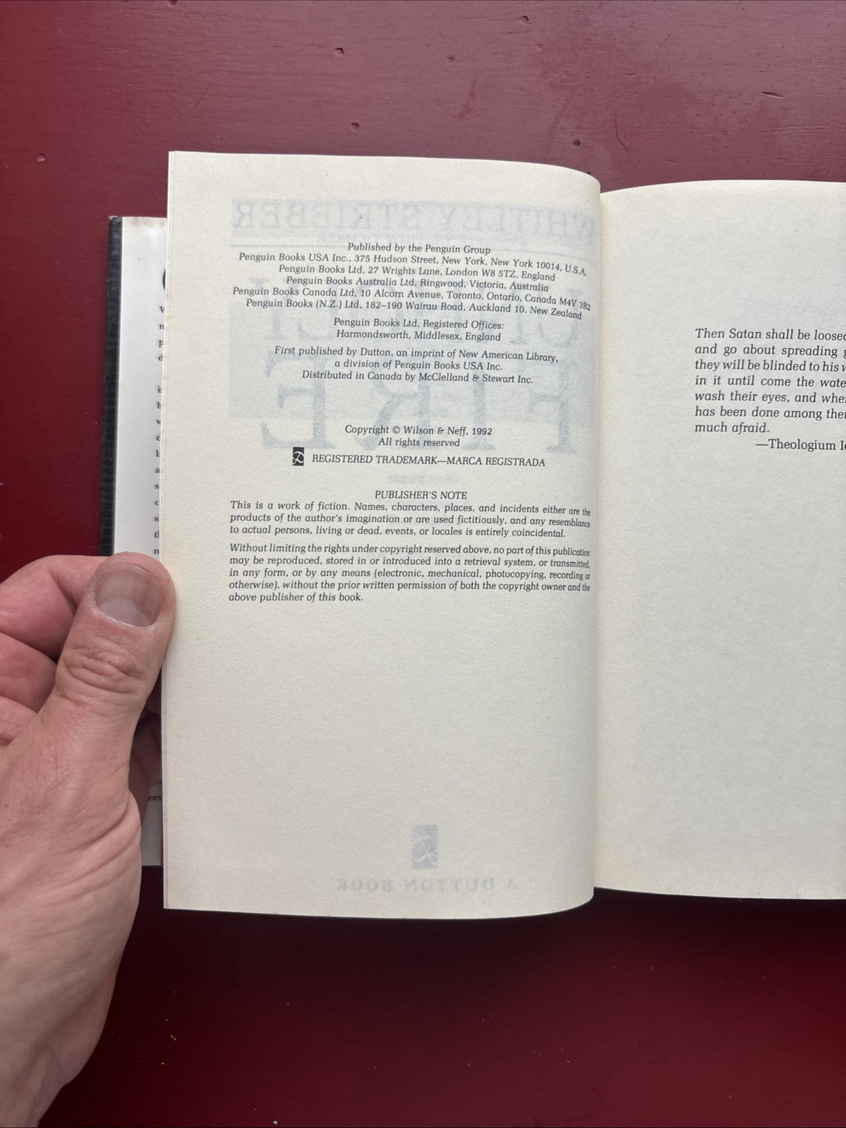 UNHOLY FIRE by Whitley Strieber (1992, Hardcover) (1st Ed.)