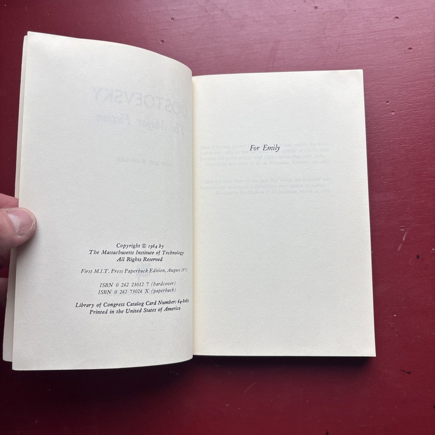DOSTOEVSKY THE MAJOR FICTION | Edward Wasiolek (MIT, pbk)