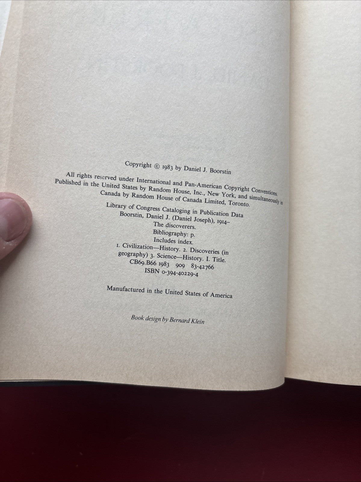 The Discoverers by Daniel J. Boorstin (1983, HC) (1st Ed.)