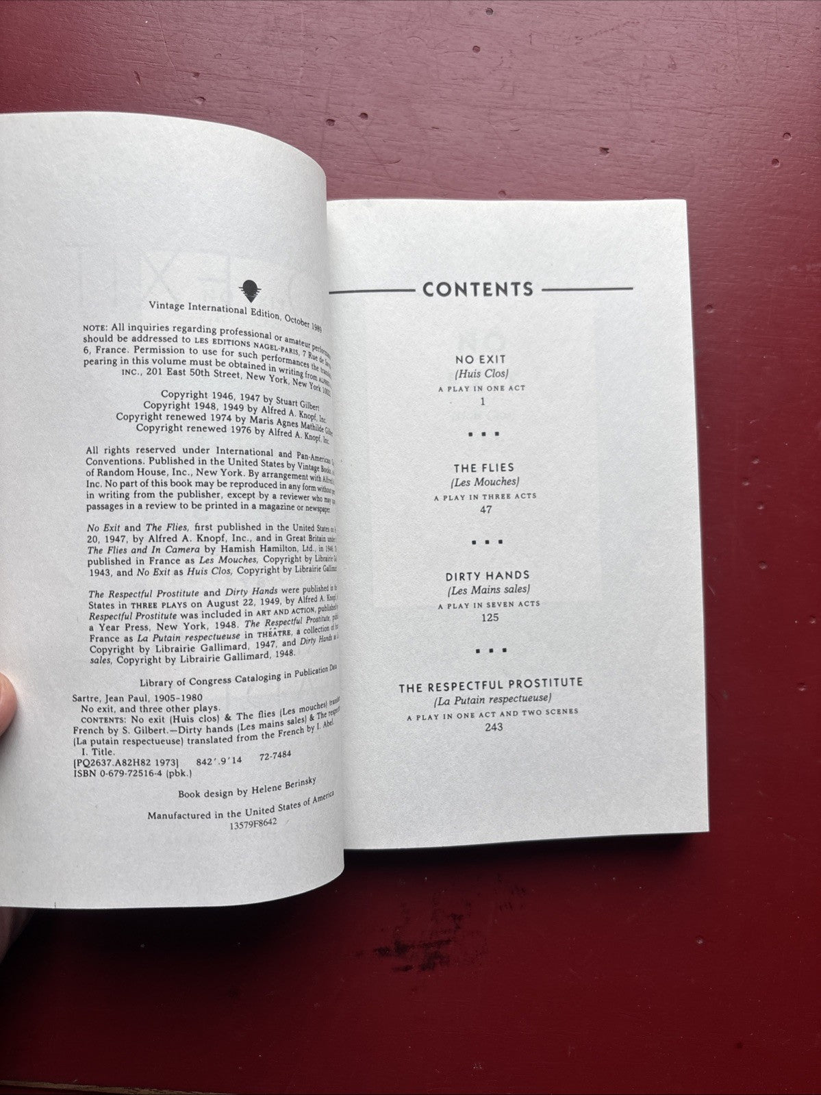 No Exit and Three Other Plays by Jean Paul Sartre (1989, Trade Paperback)