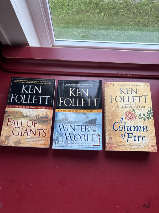 3 by Ken Follett: Fall of Giants, Winter of the World Pillars, Column of Fire