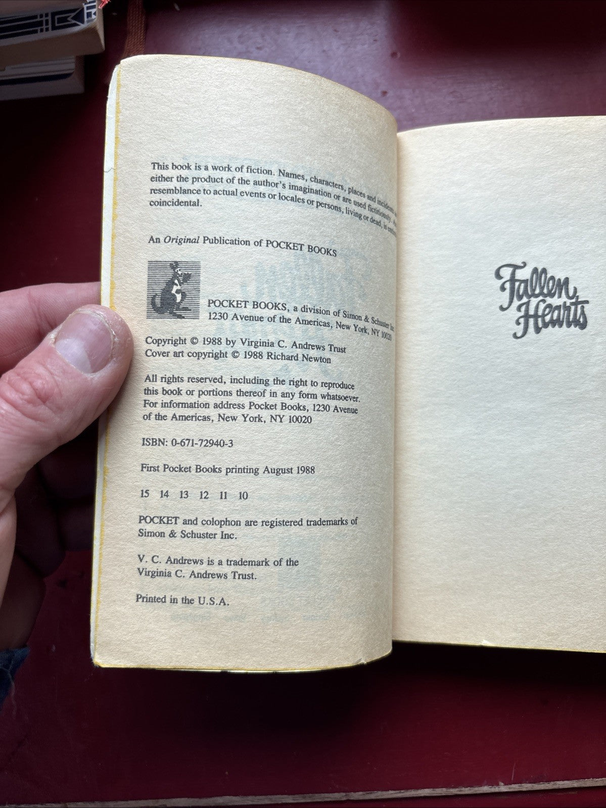 Fallen Hearts - V.C. Andrews (Paperback, 1988)