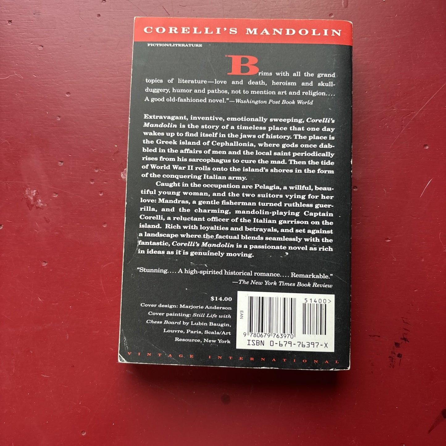 Corelli's Mandolin : A Novel by Louis de Bernieres (1995, Trade Paperback)