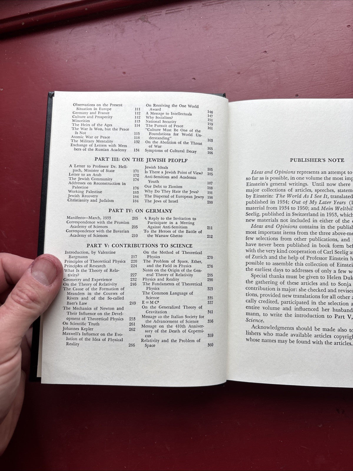 1st Ed 'Ideas and Opinions by Albert Einstein' Edited by Carl Seelig 1954 HC/DJ