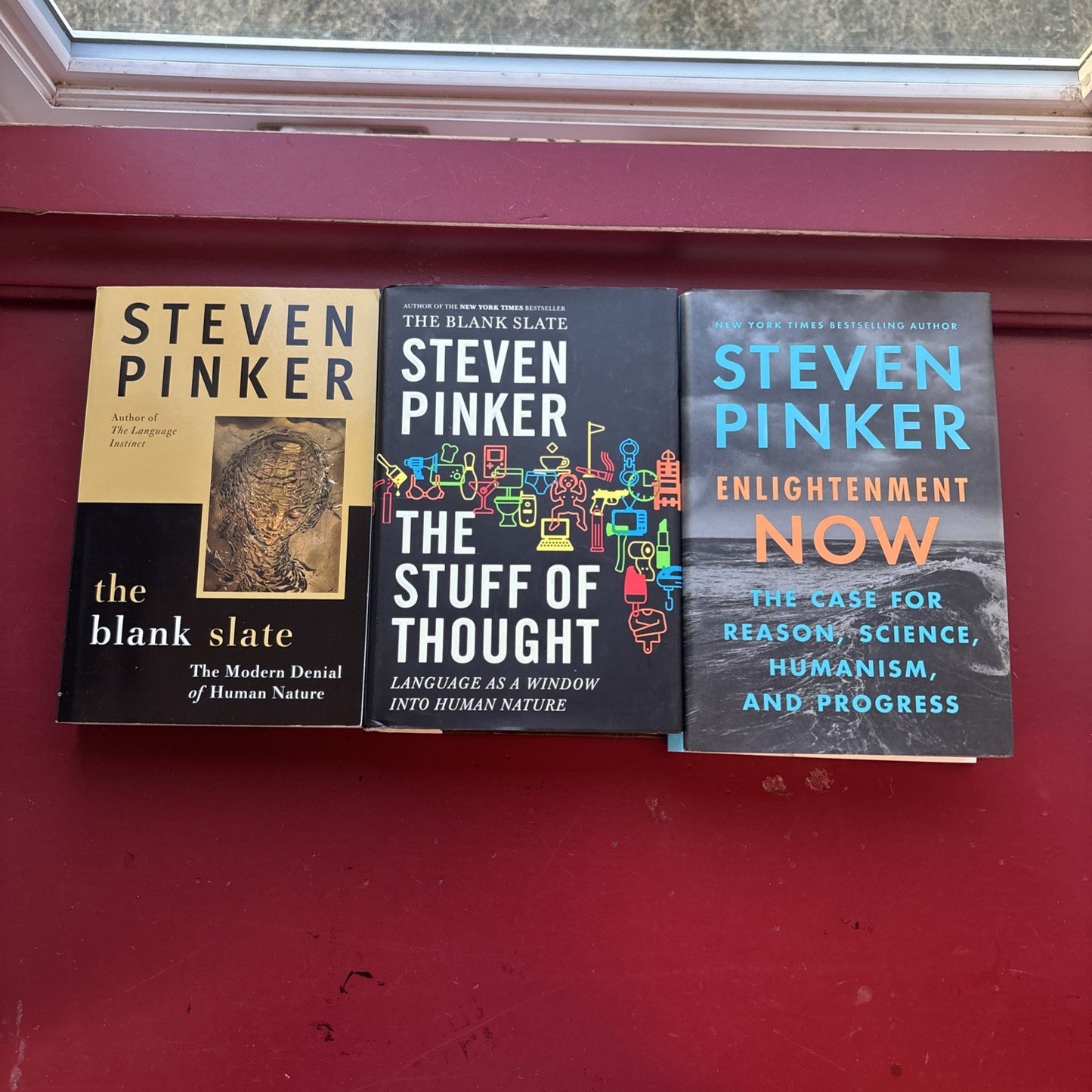 3 Steven Pinker Books Stuff Of Thought Enlightenment Now Blank Slate