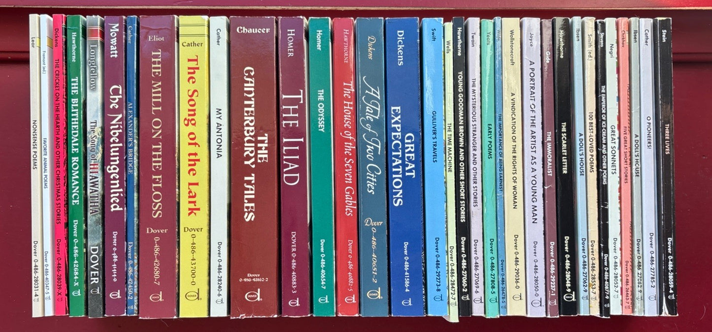 35 Dover Thirft Book Lot: Joyce Chekhov Ibsen Stein Wilde Yeats Stevens Wilde VG
